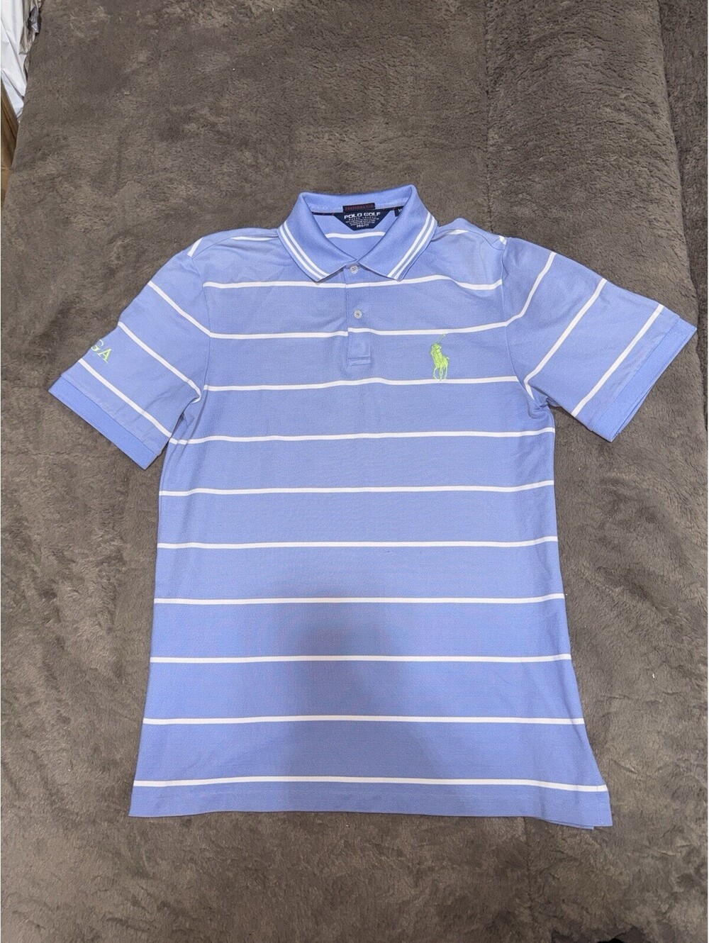 Polo Ralph Lauren Golf Shirt Mens Medium Blue White Stripe
